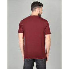 Generic Men's Casual Half Sleeve Solid Cotton Blended Round Neck T-shirt (Maroon)