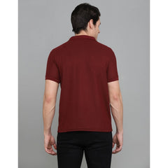 Generic Men's Casual Half Sleeve Solid Cotton Blended Polo Neck T-shirt (Maroon)