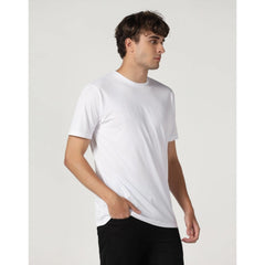 Generic Men's Casual Half Sleeve Solid Polyester Round Neck T-shirt (White)