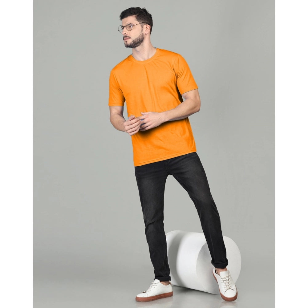 Generisches Herren-T-Shirt mit halblangen Ärmeln und Rundhalsausschnitt aus massiver Baumwollmischung (Orange)