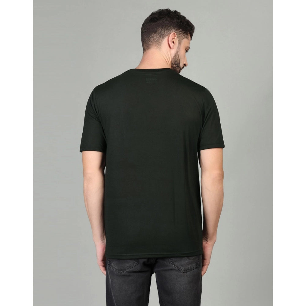 Generic Men's Casual Half Sleeve Solid Cotton Blended Round Neck T-shirt (Green)