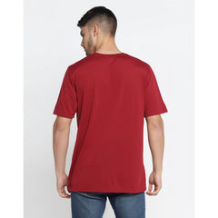 Generic Men's Casual Half Sleeve Printed Cotton Blended Round Neck T-shirt (Maroon)