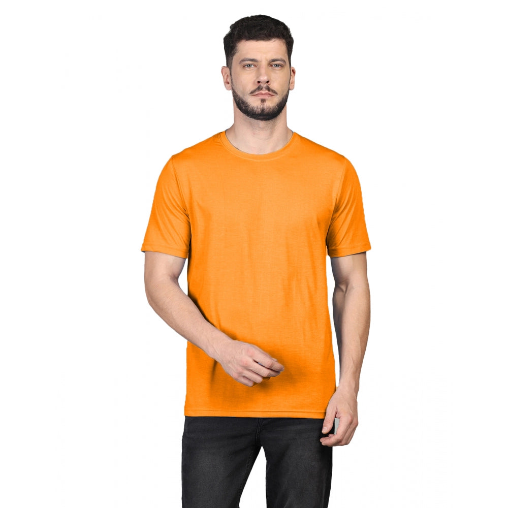 Generisches Herren-T-Shirt mit halblangen Ärmeln und Rundhalsausschnitt aus massiver Baumwollmischung (Orange)