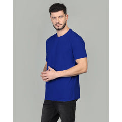 Generisches Herren-T-Shirt mit halblangen Ärmeln und Rundhalsausschnitt aus massiver Baumwollmischung (Royalblau)