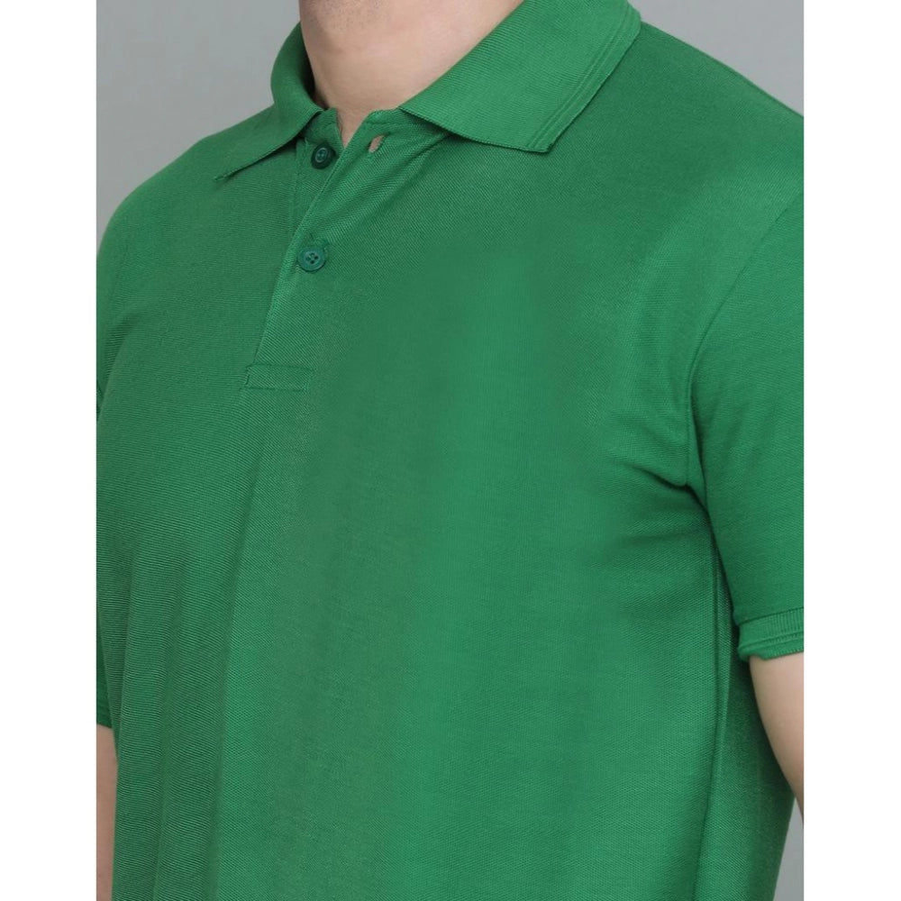 Generic Herren-T-Shirt mit halblangen Ärmeln und Polokragen aus Baumwollmischung (grün)