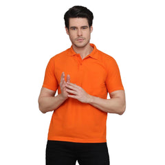 Generic Herren-T-Shirt mit halblangen Ärmeln und Polokragen aus Baumwollmischung (Orange)