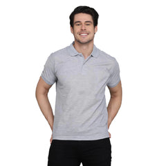 Generic Men's Casual Half Sleeve Solid Cotton Blended Polo Neck T-shirt (Grey)