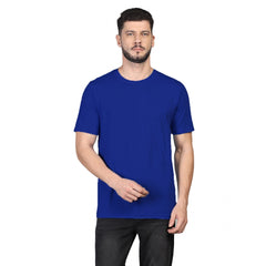 Generisches Herren-T-Shirt mit halblangen Ärmeln und Rundhalsausschnitt aus massiver Baumwollmischung (Royalblau)