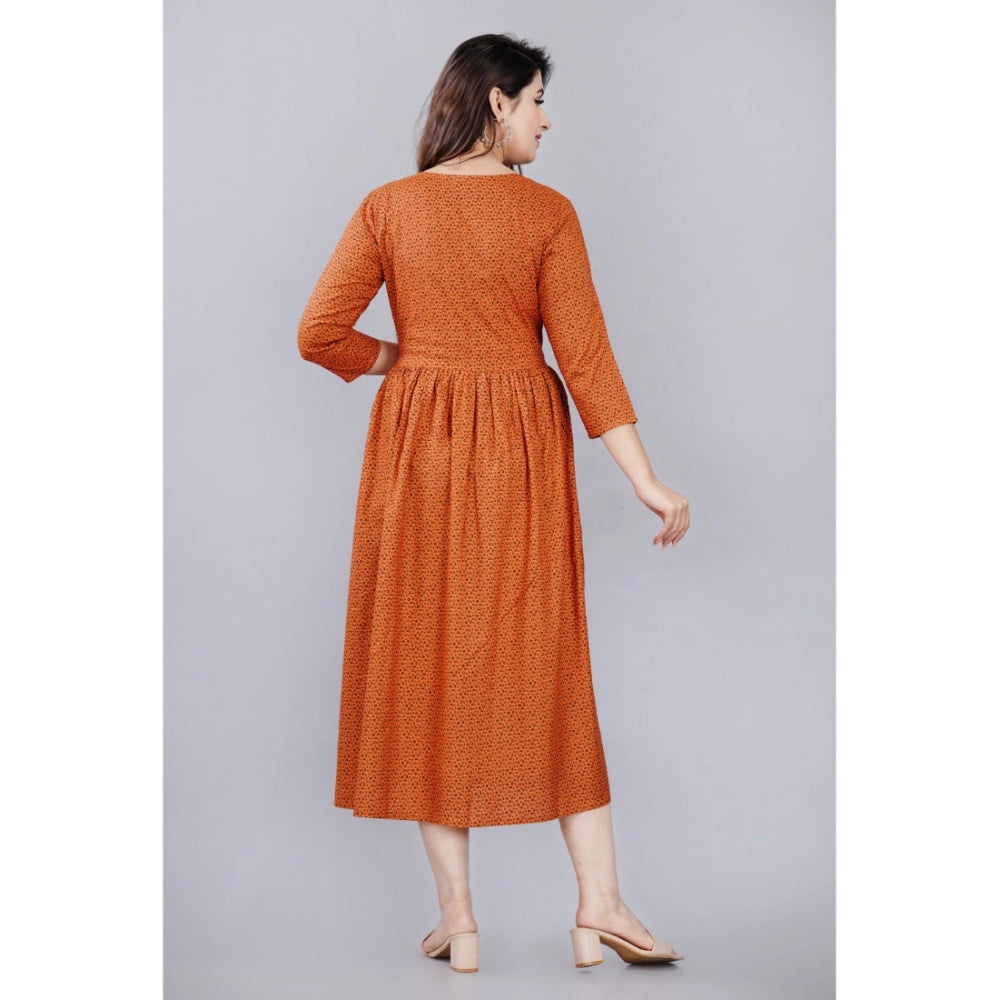 Generic Damen Kurti, lässig, 3/4-Ärmel, bedruckt, Viskose, Schwangerschafts-/Still-Kurti (braun)