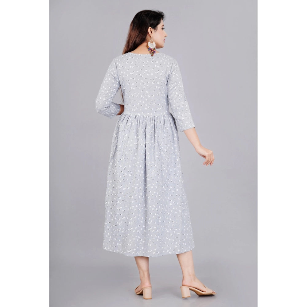 Generic Damen Kurti, leger, 3/4-Ärmel, bedruckt, Viskose, Schwangerschafts-/Still-/Kurti (grau)