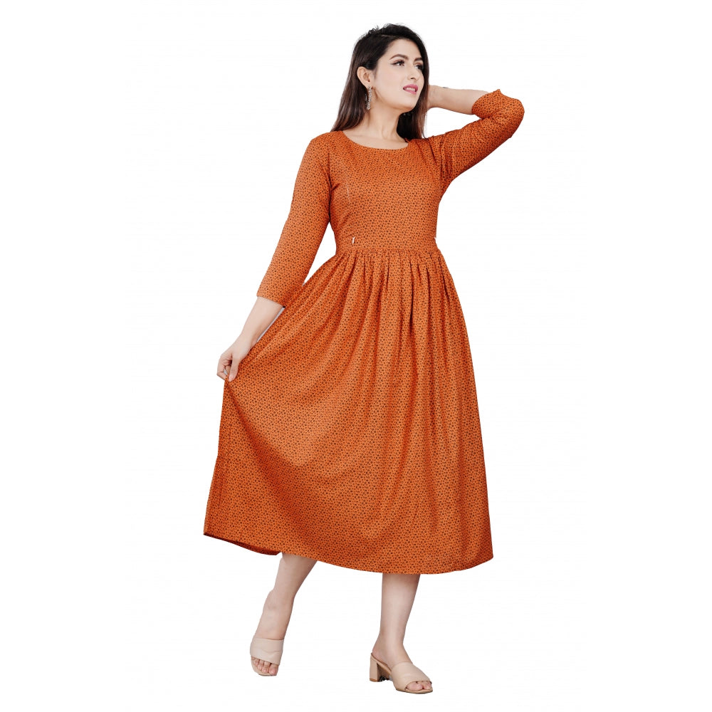 Generic Damen Kurti, lässig, 3/4-Ärmel, bedruckt, Viskose, Schwangerschafts-/Still-Kurti (braun)