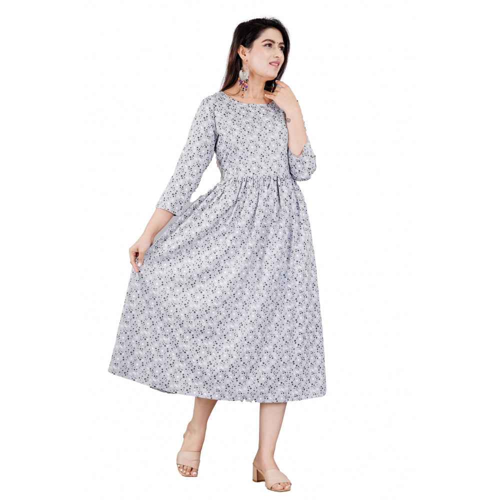 Generic Damen Kurti, leger, 3/4-Ärmel, bedruckt, Viskose, Schwangerschafts-/Still-/Kurti (grau)