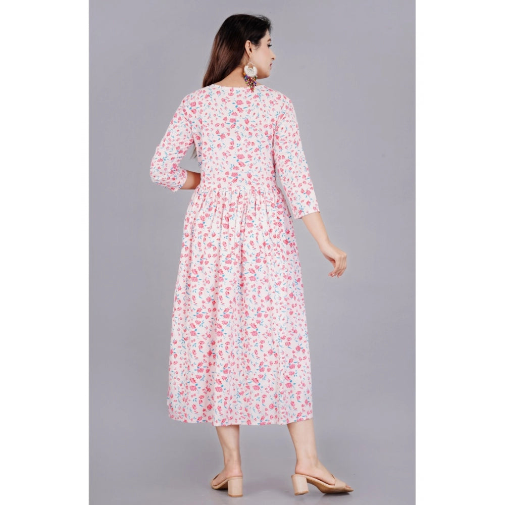 Generic Damen Kurti mit 3/4-Ärmeln, bedruckt, aus Viskose, für Schwangerschaft und Stillzeit (Babyrosa)