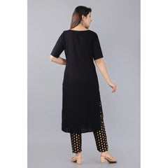 Generisches Damen-Set aus legerem Kurti mit halblangen Ärmeln und Hose aus Viskose (schwarz)