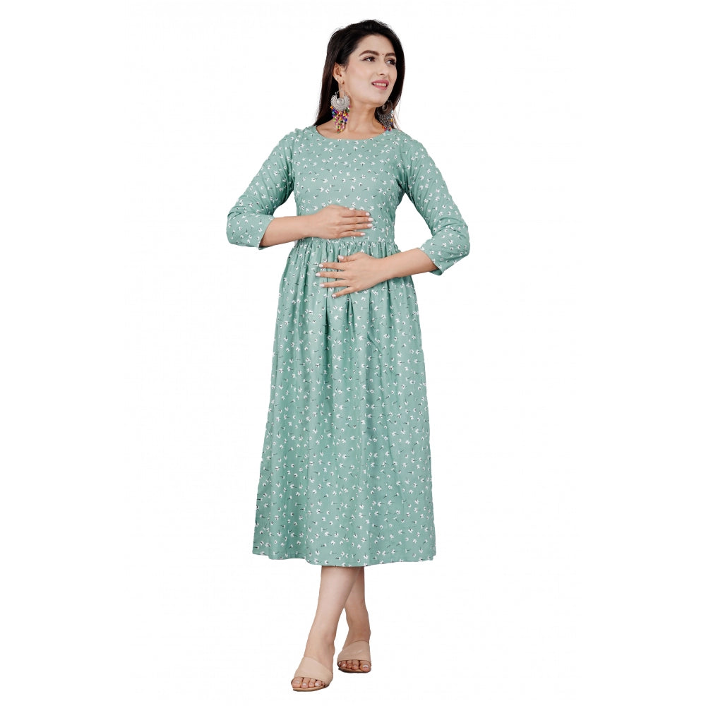 Generic Damen Kurti mit 3/4-Ärmeln, bedruckt, aus Viskose, für Schwangerschaft und Stillzeit (grün)