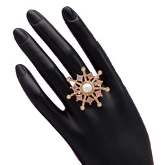 Generic Women's Pink Color American Diamond Finger Adjustable Ring