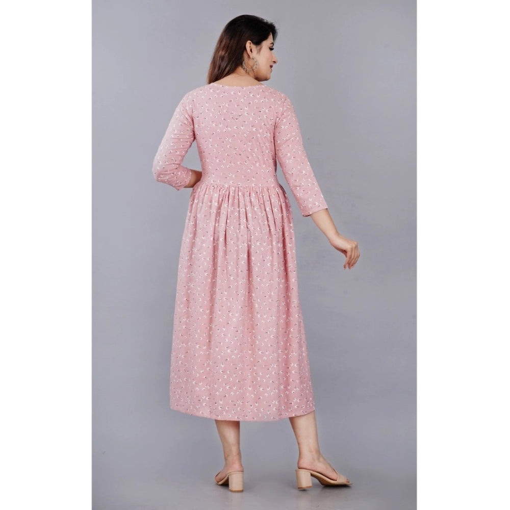 Generic Damen Kurti mit 3/4-Ärmeln, bedruckt, aus Viskose, für die Schwangerschaft und Stillzeit (Rosa)