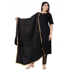 Generisches Damen-Set aus legerem Kurti mit halblangen Ärmeln und Hose aus Viskose (schwarz)