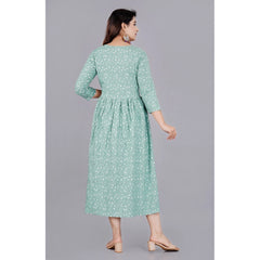 Generic Damen Kurti mit 3/4-Ärmeln, bedruckt, aus Viskose, für Schwangerschaft und Stillzeit (grün)