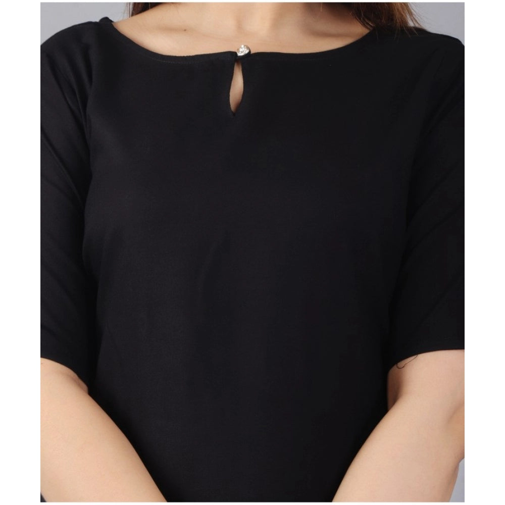 Generisches Damen-Set aus legerem Kurti mit halblangen Ärmeln und Hose aus Viskose (schwarz)