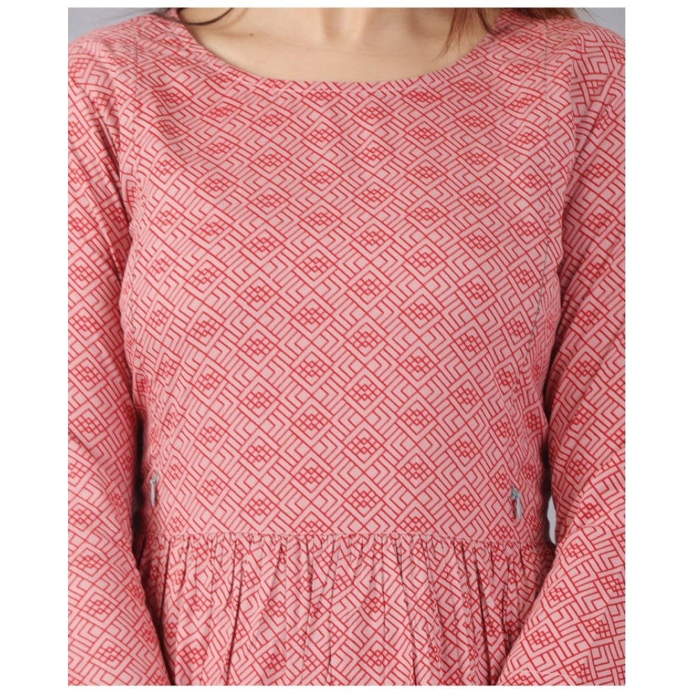 Generic Damen Kurti mit 3/4-Ärmeln, bedruckt, aus Viskose, für die Schwangerschaft und Stillzeit (Rosa)