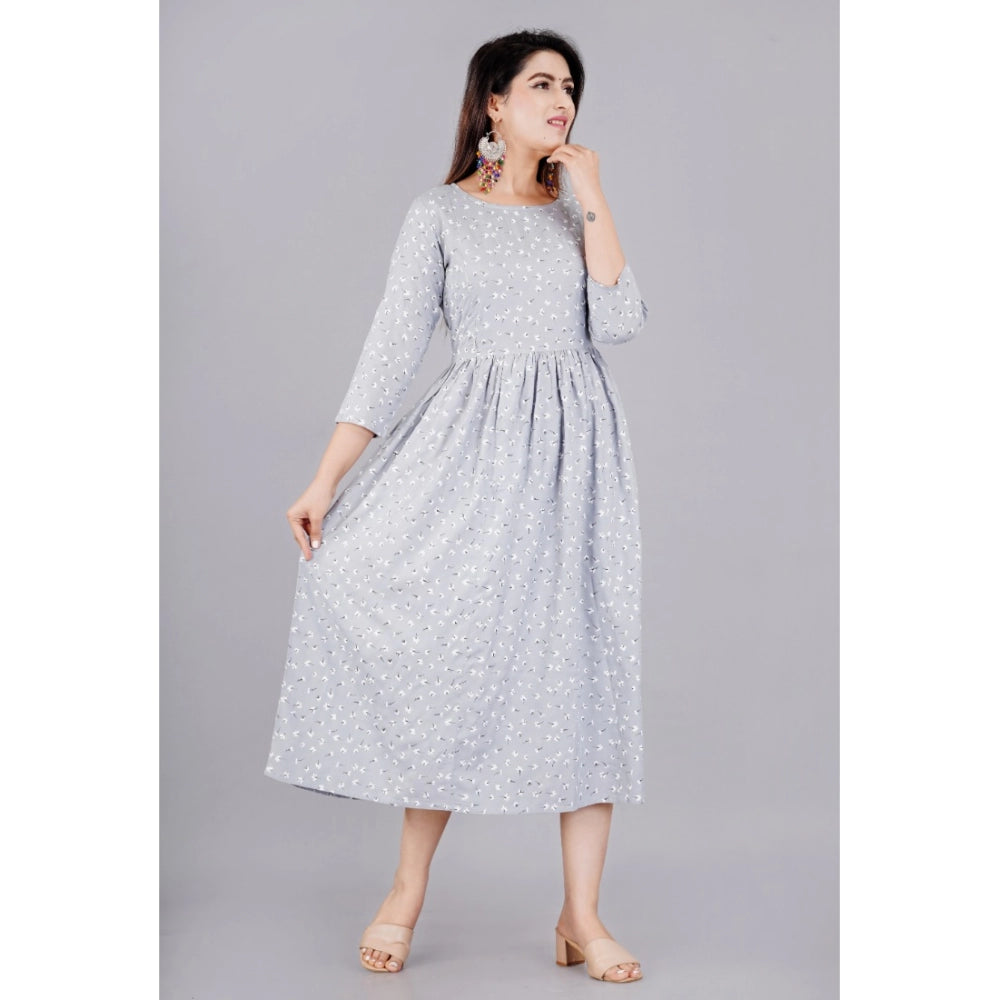 Generic Damen Kurti, leger, 3/4-Ärmel, bedruckt, Viskose, Schwangerschafts-/Still-/Kurti (grau)