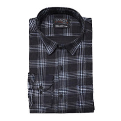 Generic Men's Cotton Lycra Full Sleeve Checked Casual Shirt (Black)