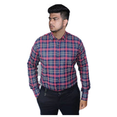 Generic Men's Cotton Lycra Full Sleeve Checked Casual Shirt (Red )