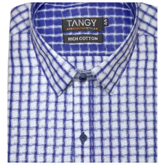 Generic Men's Cotton Lycra Full Sleeve Checked Casual Shirt (White)