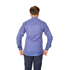 Generic Men's Cotton Lycra Full Sleeve Checked Casual Shirt (Purple)