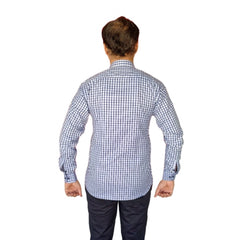 Generic Men's Cotton Lycra Full Sleeve Checked Casual Shirt (White)