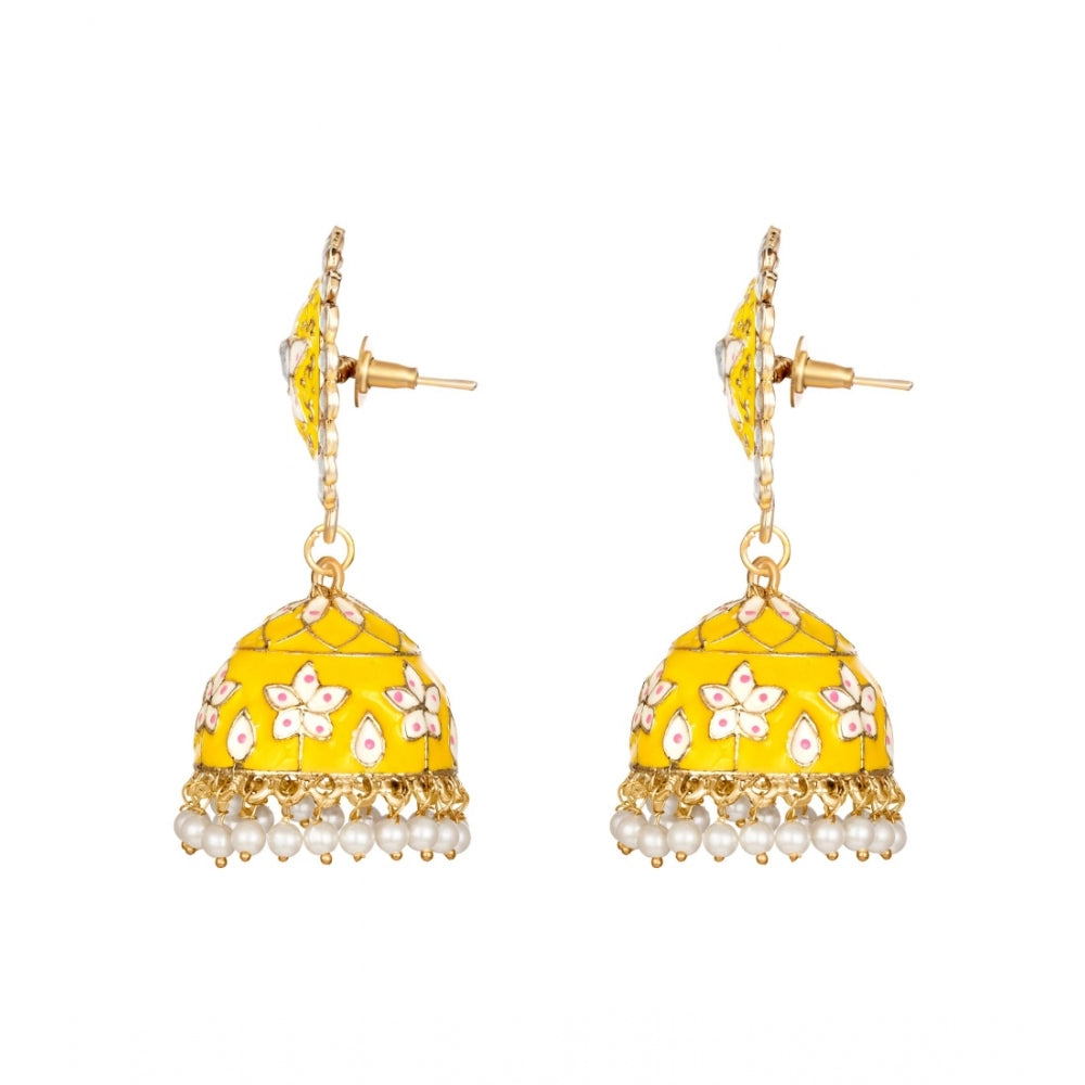 Generic Women's Rose Gold Plated Alloy Earrings (Yellow)