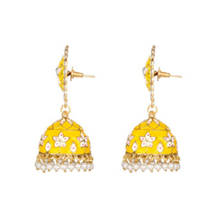 Generic Women's Rose Gold Plated Alloy Earrings (Yellow)