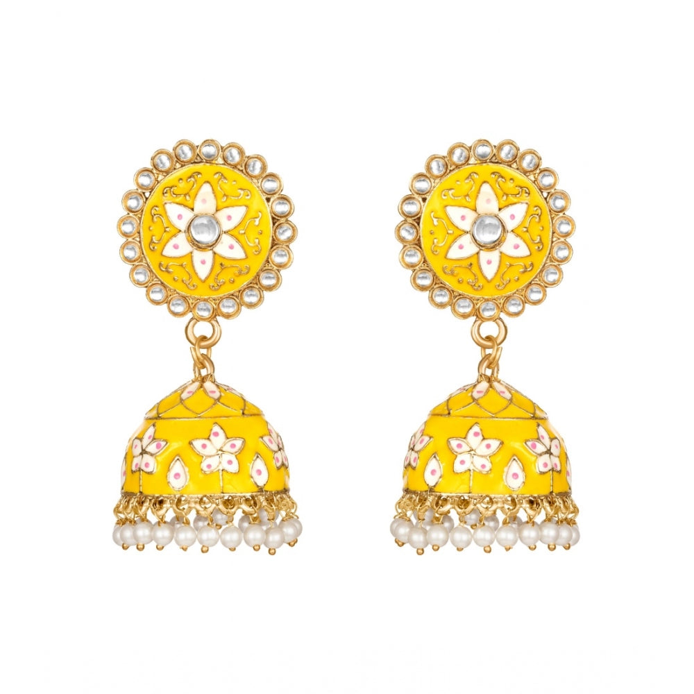 Generic Women's Rose Gold Plated Alloy Earrings (Yellow)