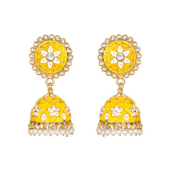 Generic Women's Rose Gold Plated Alloy Earrings (Yellow)