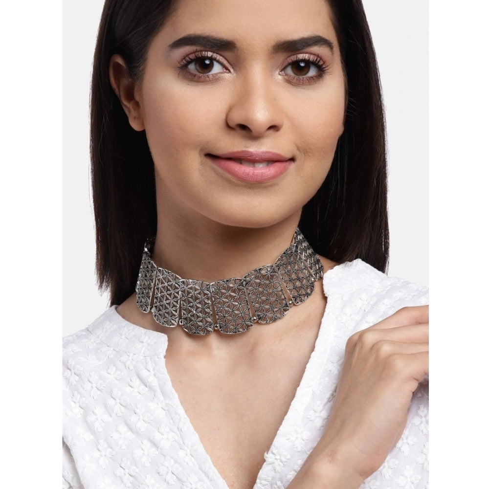 Generic Women's Rose Gold Plated Alloy Choker (Silver)