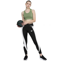 Generic Women's Polyster Soild Sport Leggings (Black &amp; White)