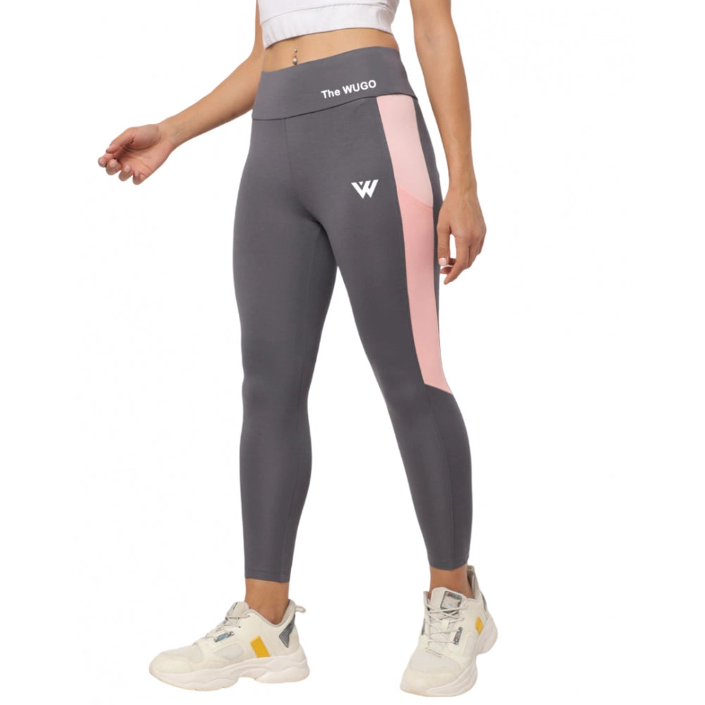 Generische Damen-Sport-Leggings aus Polyester, einfarbig, Grau