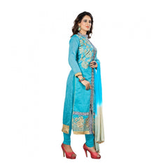 Chanderi-Stoff, himmelblau, ungesäumtes Salwar-Anzug-Material mit Dupatta