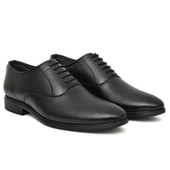 Generic Men's Solid Faux Leather Lace up Formal Shoes (Black)