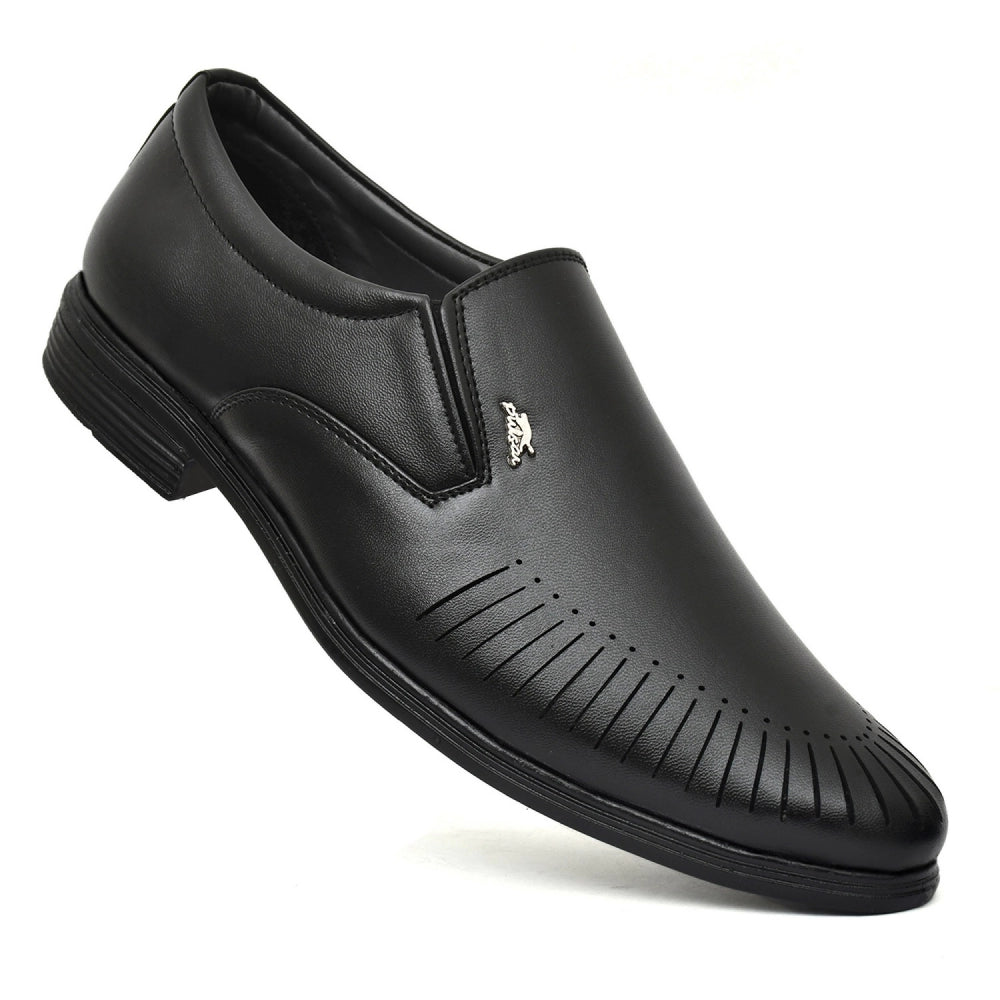 Generic Men's Solid Faux Leather Slip on Formal Shoes (Black)