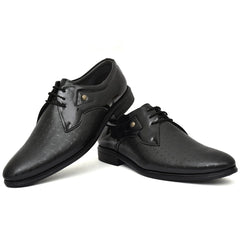 Generic Men's Solid Faux Leather Lace up Formal Shoes (Black)