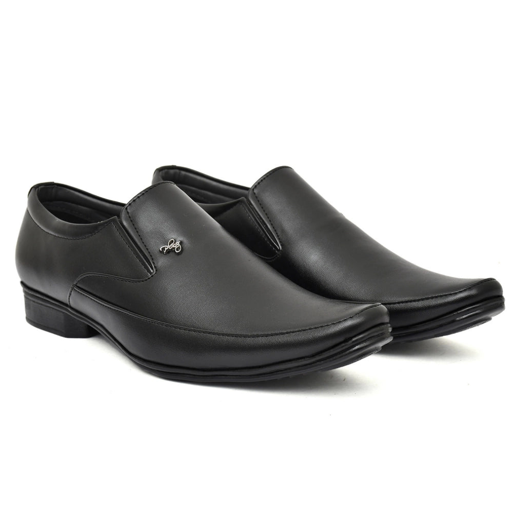 Generic Men's Solid Faux Leather Slip on Formal Shoes (Black)