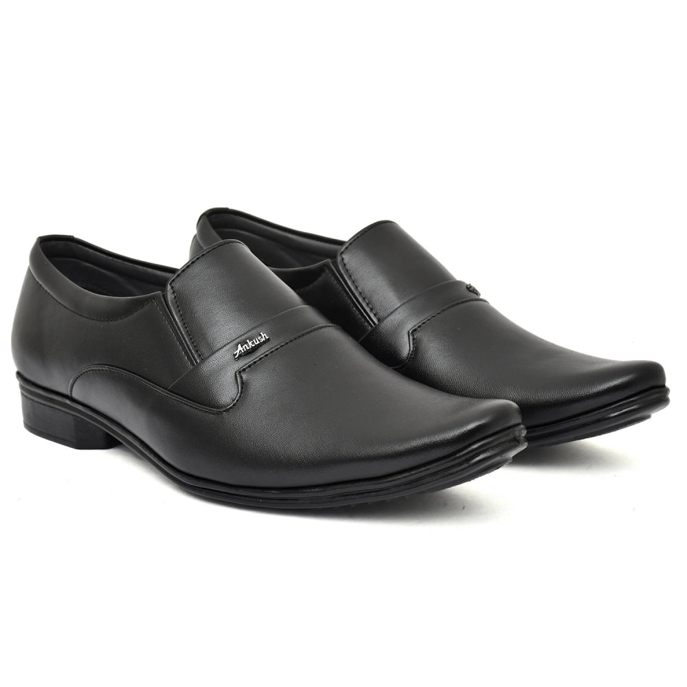 Generic Men's Solid Faux Leather Slip on Formal Shoes (Black)