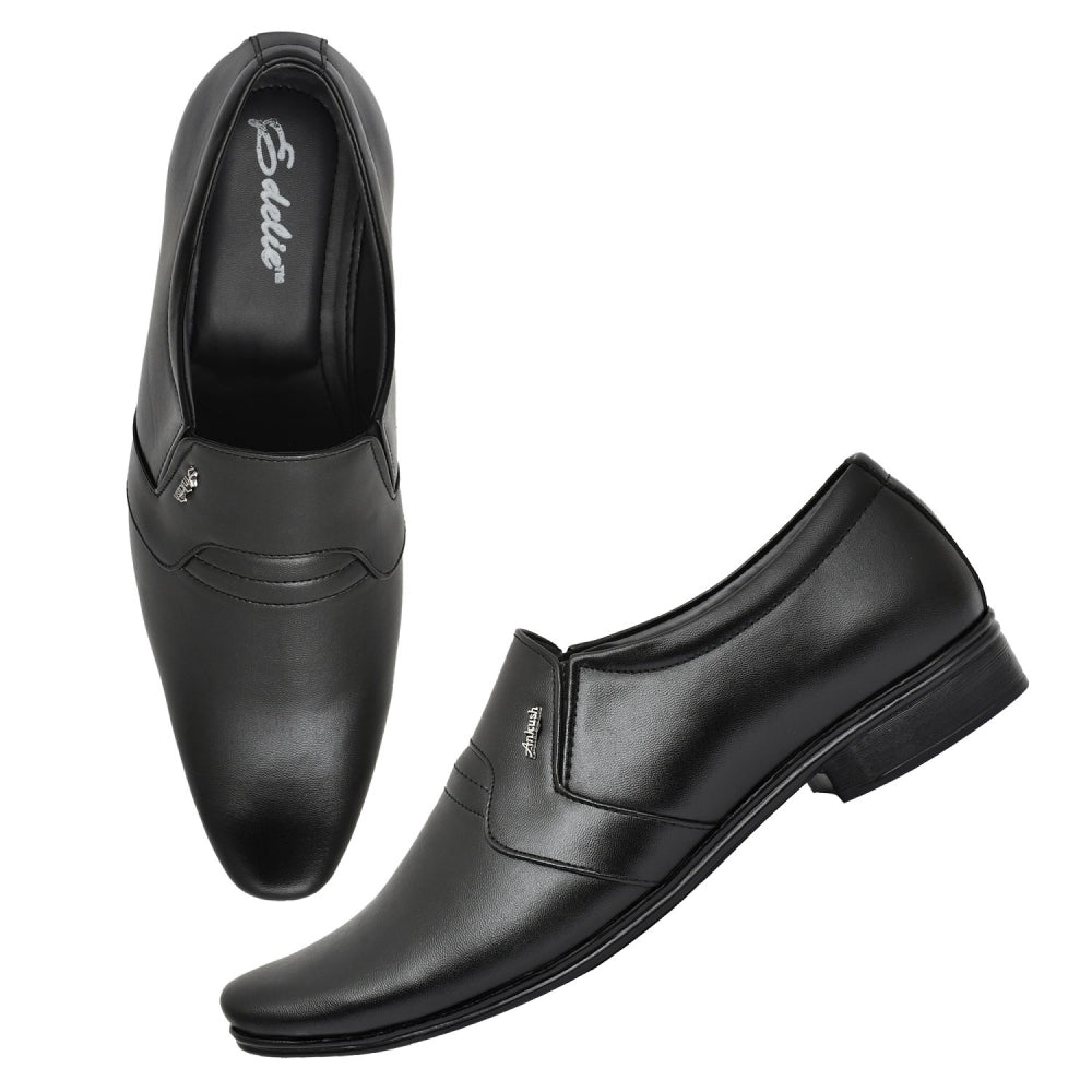 Generic Men's Solid Faux Leather Slip on Formal Shoes (Black)