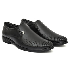 Generic Men's Solid Faux Leather Slip on Formal Shoes (Black)