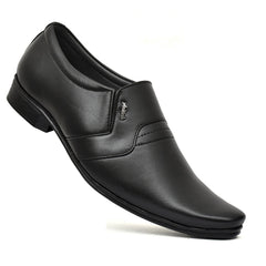 Generic Men's Solid Faux Leather Slip on Formal Shoes (Black)