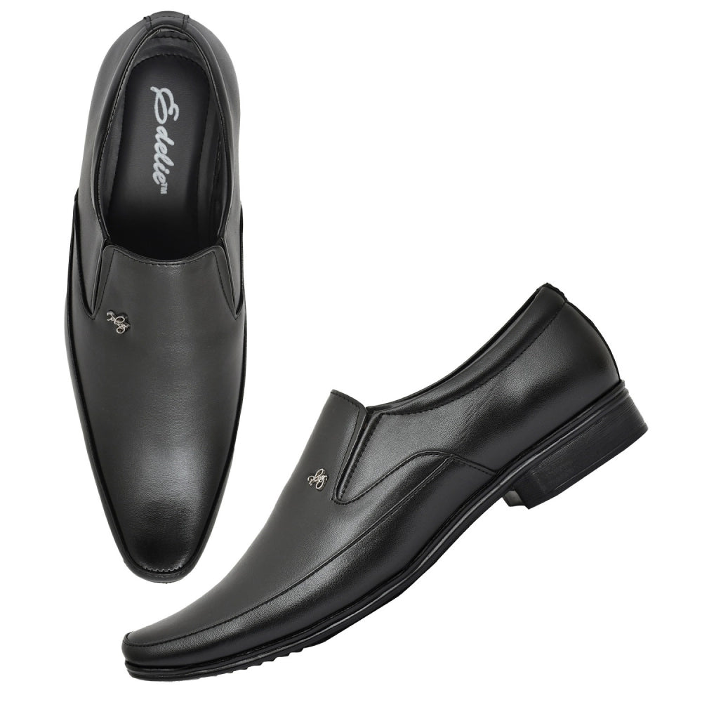 Generic Men's Solid Faux Leather Slip on Formal Shoes (Black)