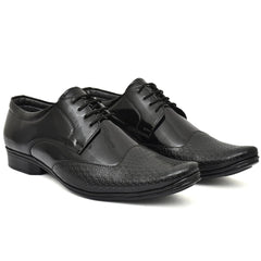 Generic Men's Solid Faux Leather Lace up Formal Shoes (Black)