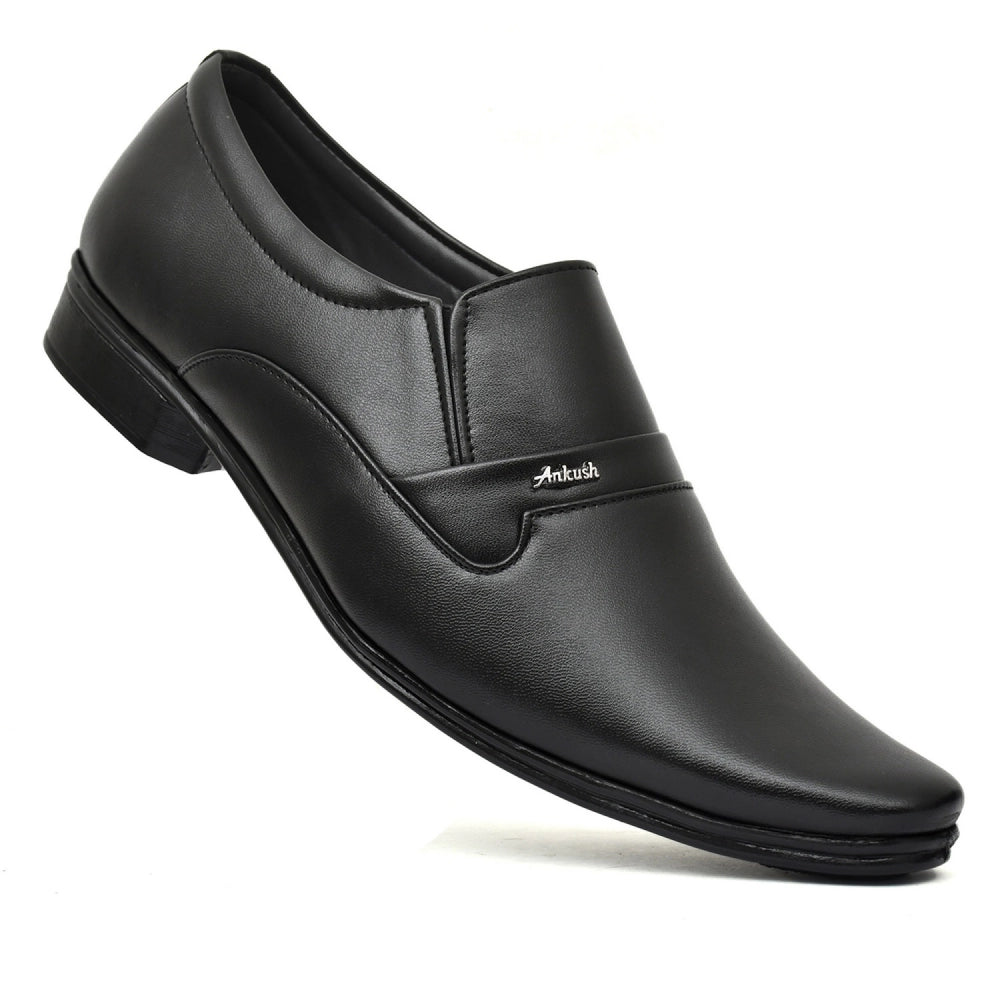 Generic Men's Solid Faux Leather Slip on Formal Shoes (Black)